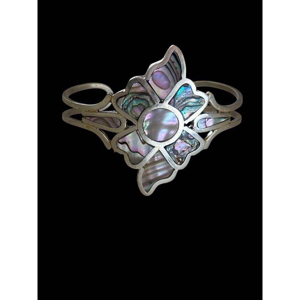 ALPACA HECHO EN MEXICO ABALONE STONE WIRE BRACELET MEXICO - Picture 5 of 5